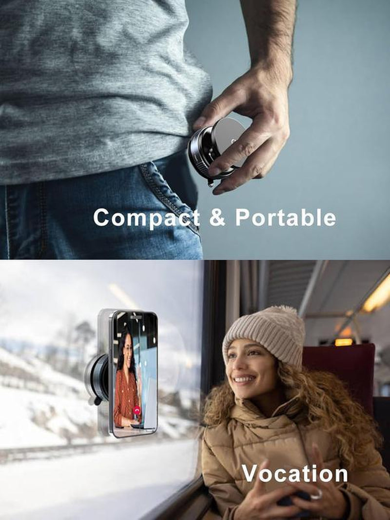 360° Vacuum Magnetic Car Phone Holder, Adjustable Suction Cup Phone Mount for Car/Gym/Mirror/Smooth Surface, Compatible with Iphone Android