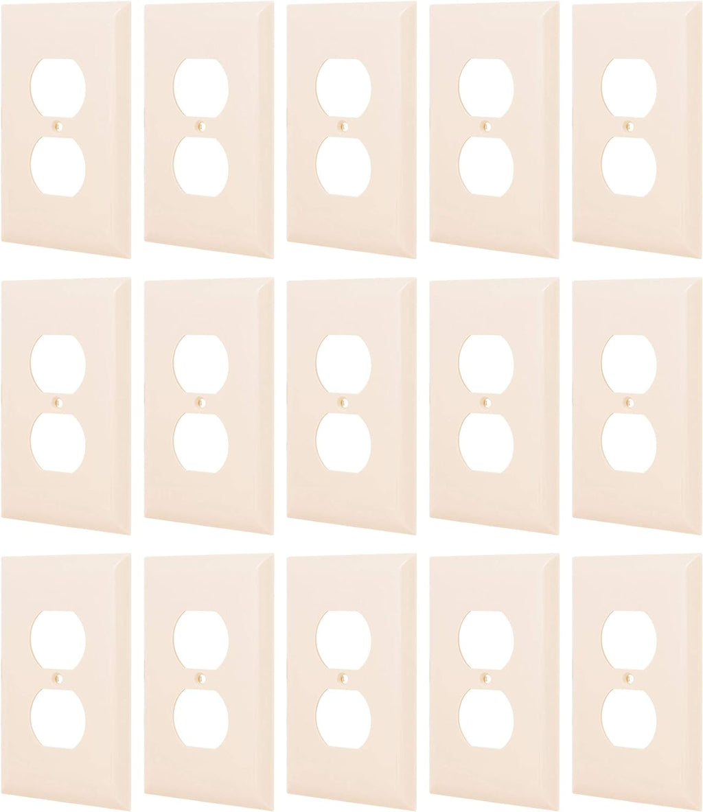 Oversized 15 Pack, Unbreakable Nylon, Wall Plate for 2 Outlet, Light Almond, 56600 Duplex Receptacle Wallplate