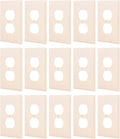 Oversized 15 Pack, Unbreakable Nylon, Wall Plate for 2 Outlet, Light Almond, 56600 Duplex Receptacle Wallplate