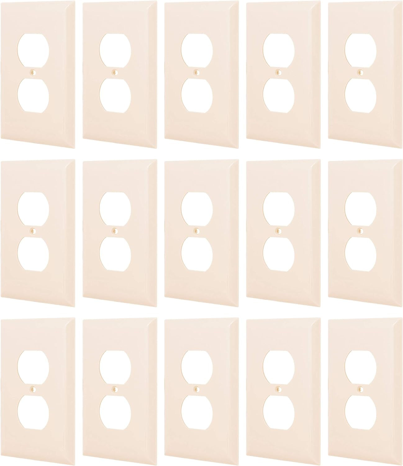 Oversized 15 Pack, Unbreakable Nylon, Wall Plate for 2 Outlet, Light Almond, 56600 Duplex Receptacle Wallplate